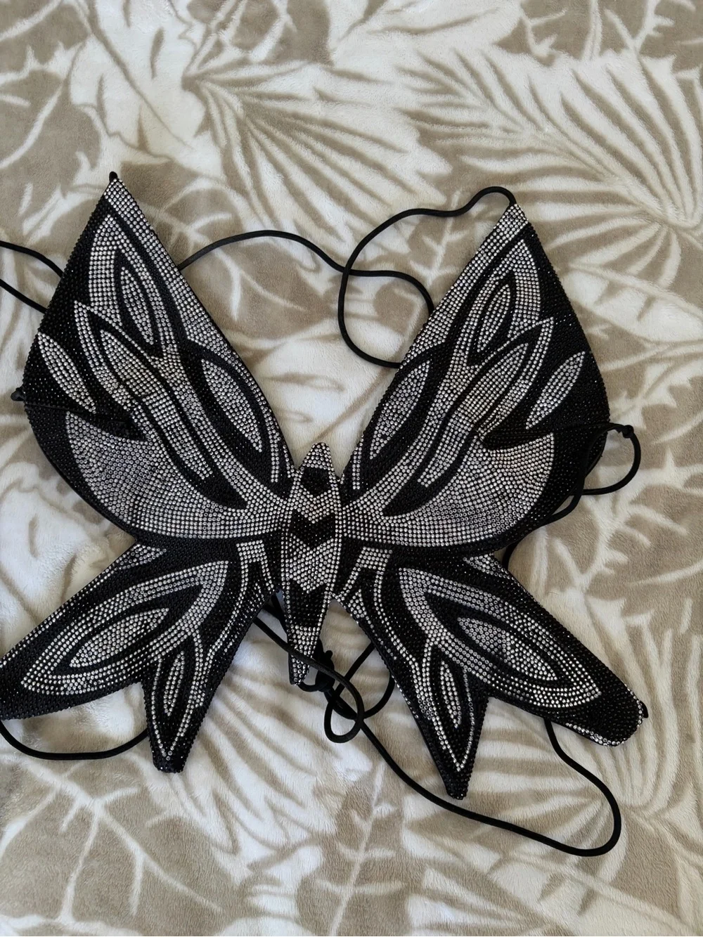 Black Butterfly Appliqué with Silver Embellishment 🦋